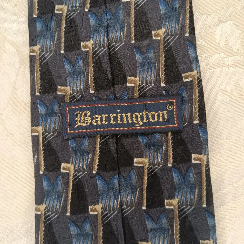 Vintage Barrington Silk Tie Mens Retro Abstract Geometric 3D Block Art Deco 58x4